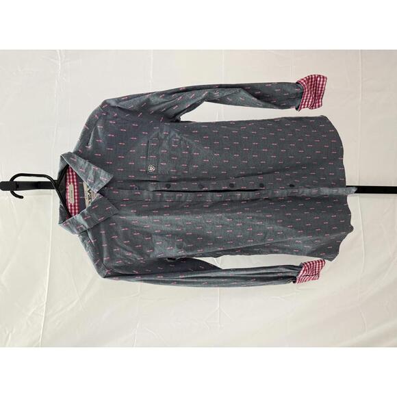 Ariat Real Fitted Men's Shirt with Pink Pattern - Picture 1 of 6